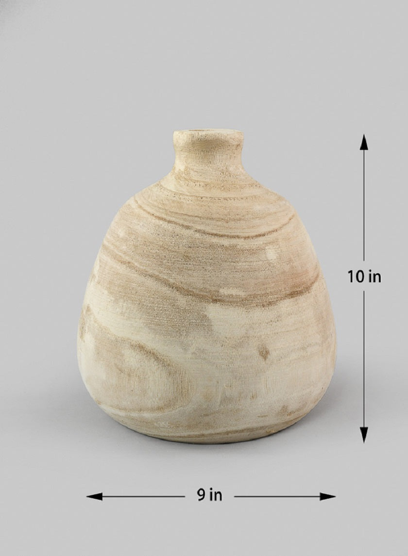 10in Tall Paulownia Wood Bottle Vase Decor Jamali-garden