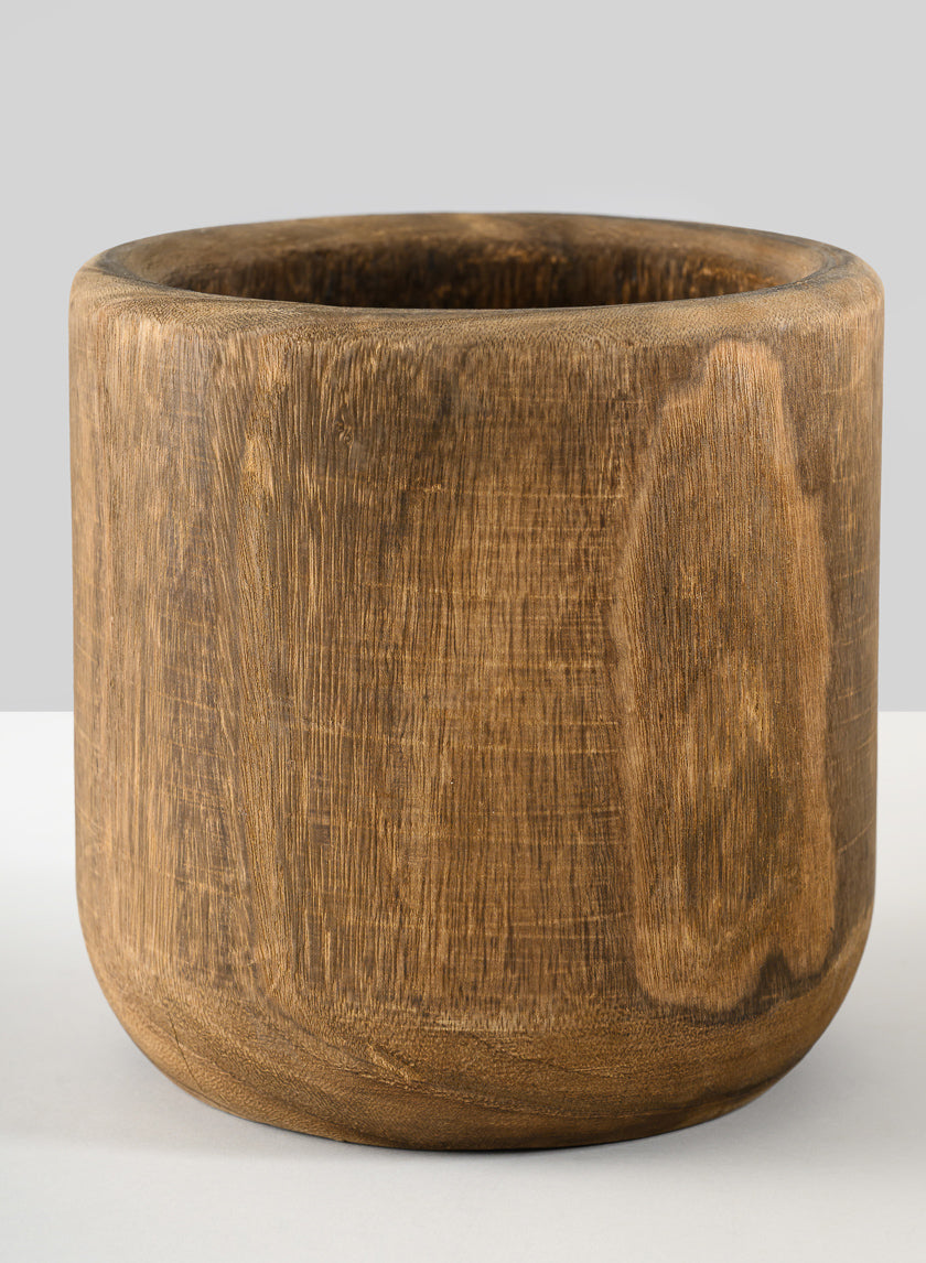 Dark Walnut Finish Paulownia Wood Cache Pot Decor Jamali-garden