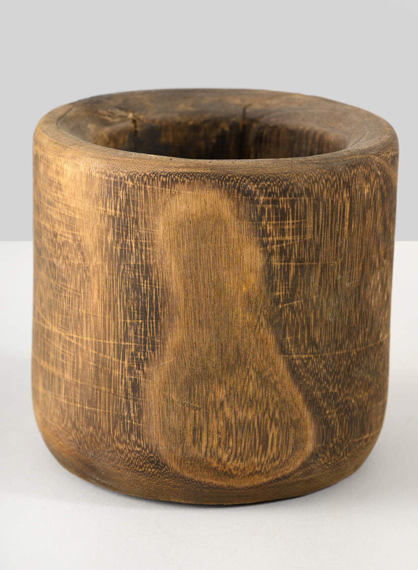 Dark Walnut Finish Paulownia Wood Cache Pot Decor Jamali-garden