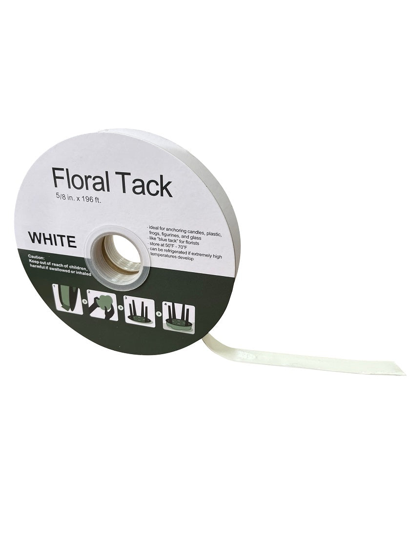5/8in x 196ft White Floral Tack Decor Jamali-garden