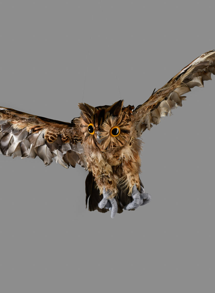 18in Long Flying Brown Owl Decor Jamali-garden