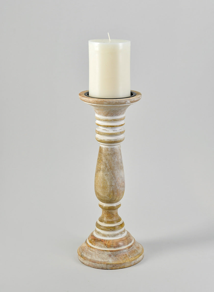 12in Tall Campagna White Washed Pillar Holder Decor Jamali-garden
