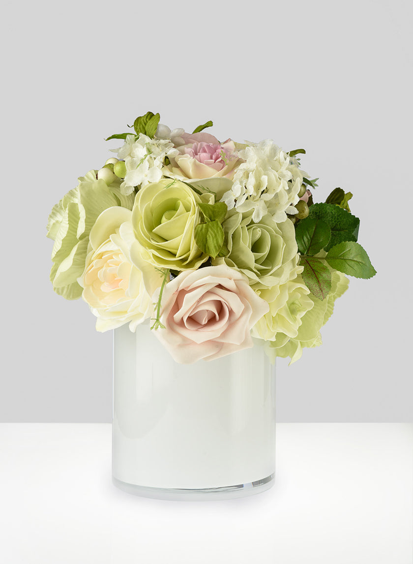 White Cylinder Glass Vases Decor Jamali-garden