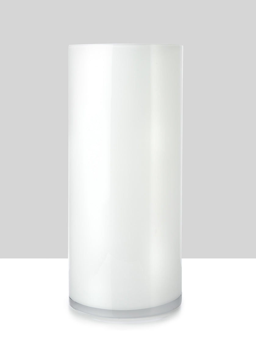 White Cylinder Glass Vases Decor Jamali-garden White 12in EACH