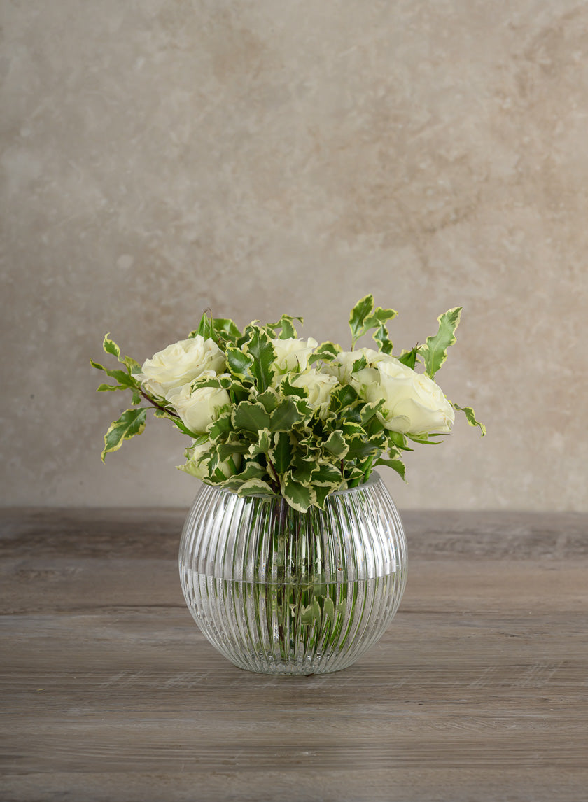 Pleated Glass Fishbowl Vase Decor Jamali-garden