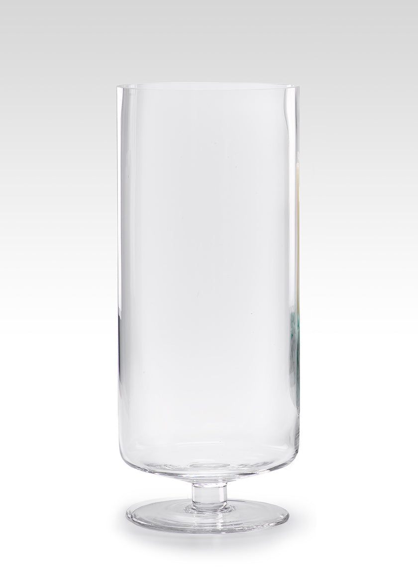 14in Tall Footed Hurricane Glass Vase Decor Jamali-garden