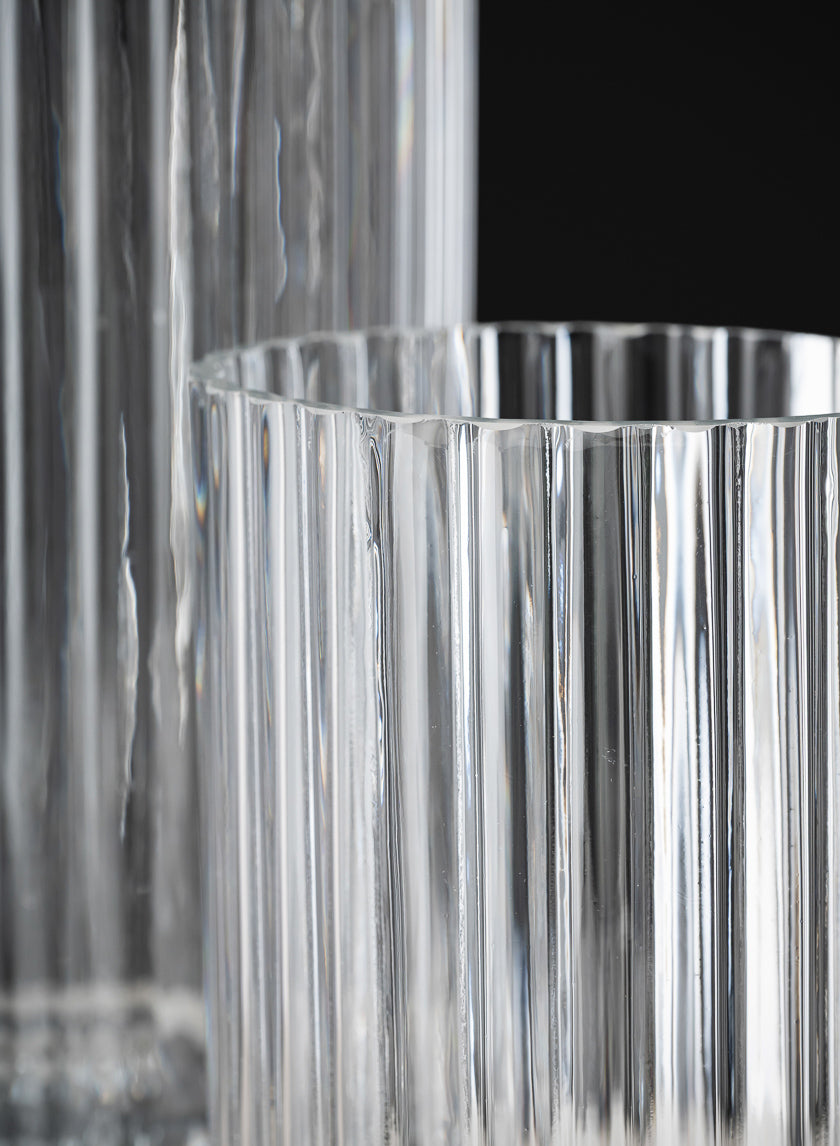 Pleated Glass Pedestal Hurricane Decor Jamali-garden