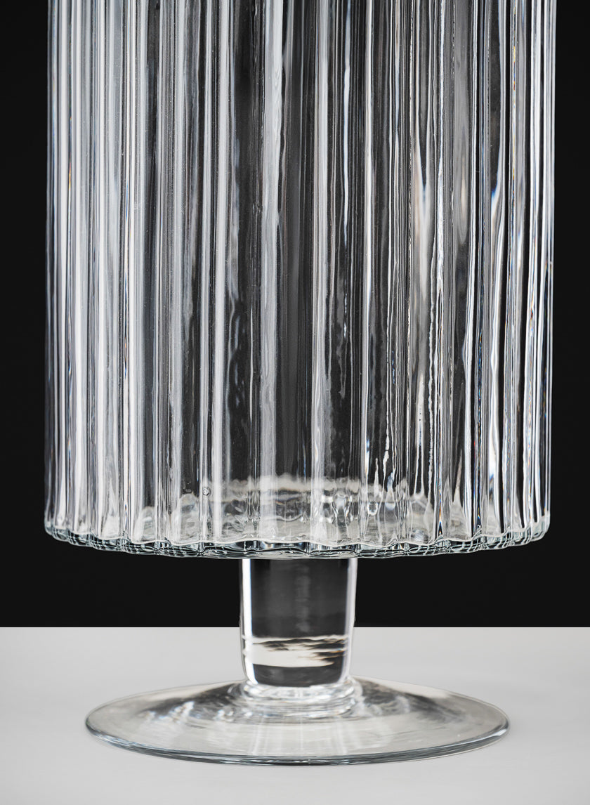 Pleated Glass Pedestal Hurricane Decor Jamali-garden