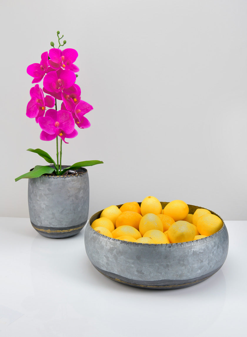 12in Wide Bizantine Galvanized Iron Bowl Decor Jamali-garden