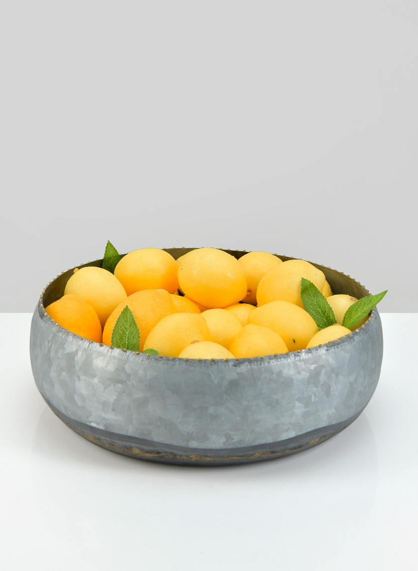 12in Wide Bizantine Galvanized Iron Bowl Decor Jamali-garden