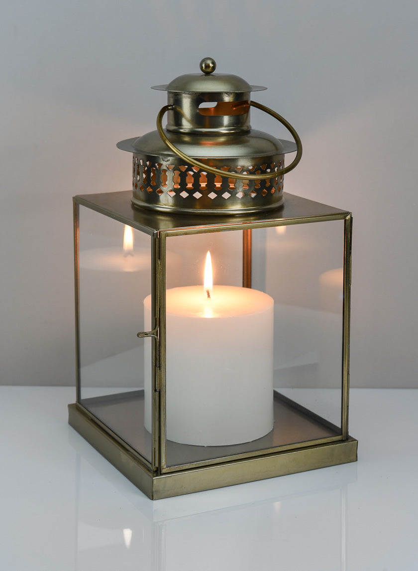 12in Tall Behnam Gold Lantern Decor Jamali-garden