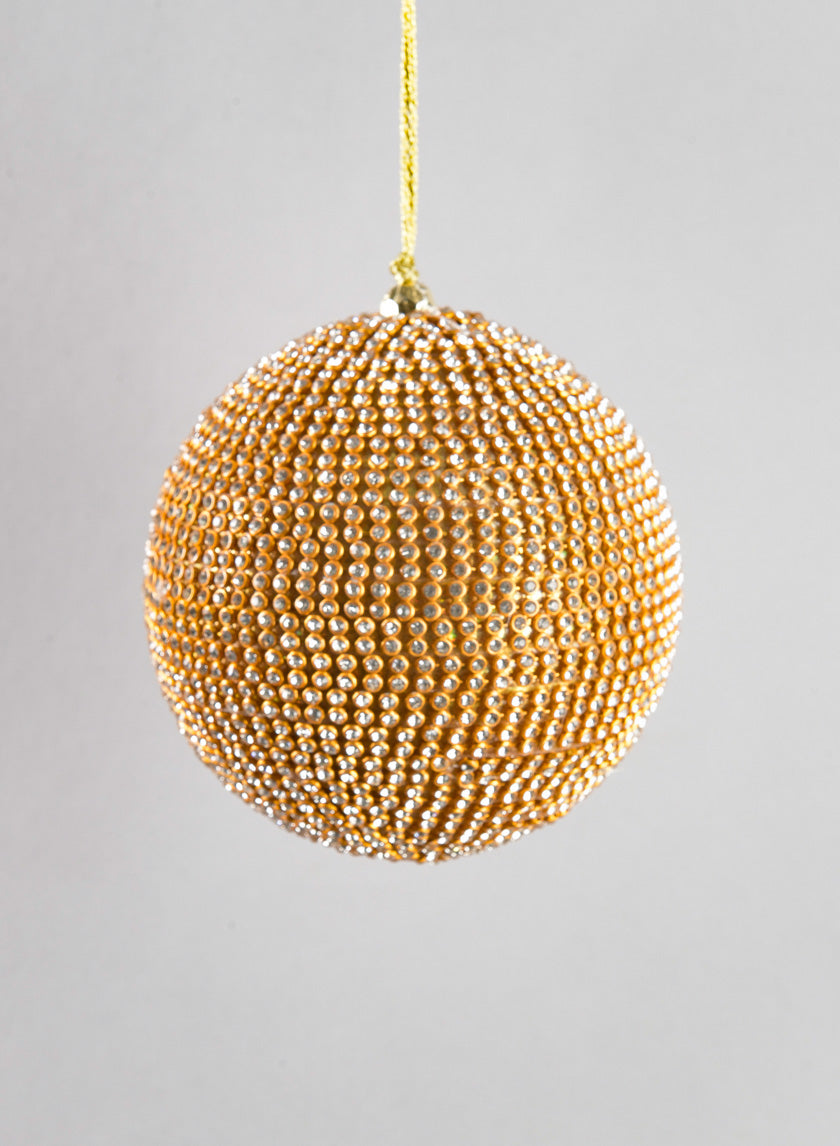 3.5in Round Gold Crystal Bead Ornament Decor Jamali-garden