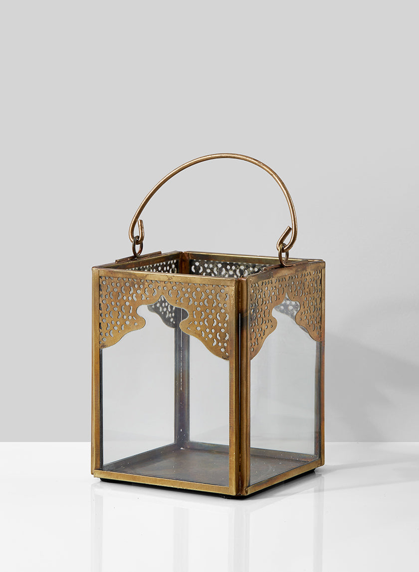4in Square Antique Bronze Mumtaz Lantern Decor Jamali-garden