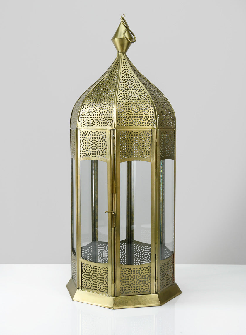 21.5in Tall Gold Aravali Lantern Decor Jamali-garden