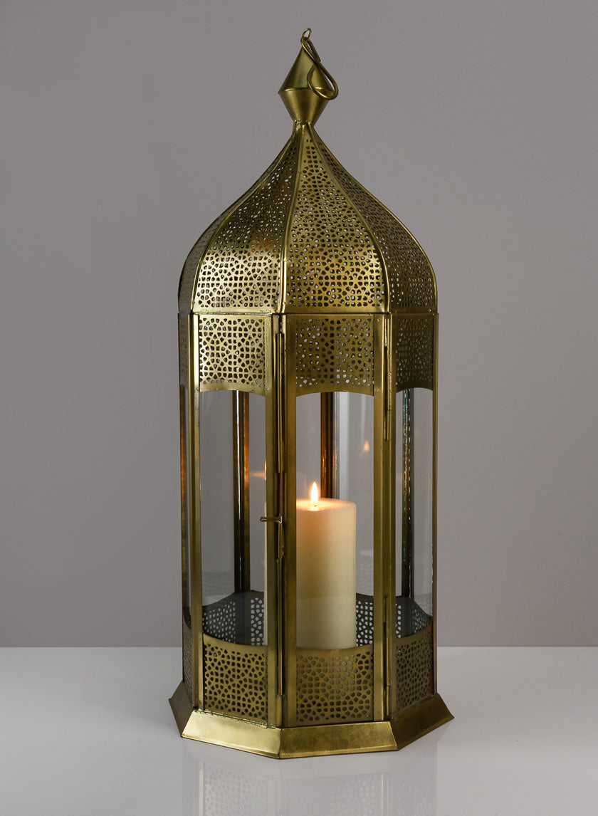 21.5in Tall Gold Aravali Lantern Decor Jamali-garden