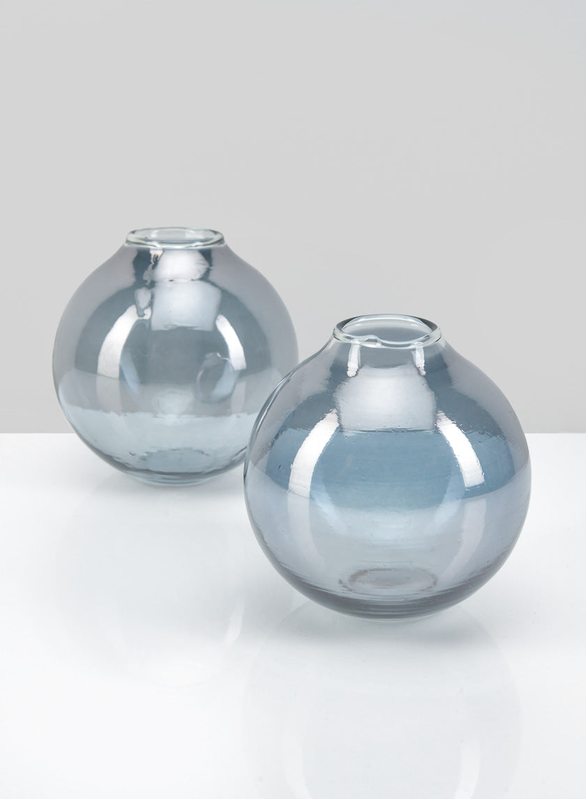 4.25in Wide Marbella Smoke Luster Glass Bud Vase Decor Jamali-garden