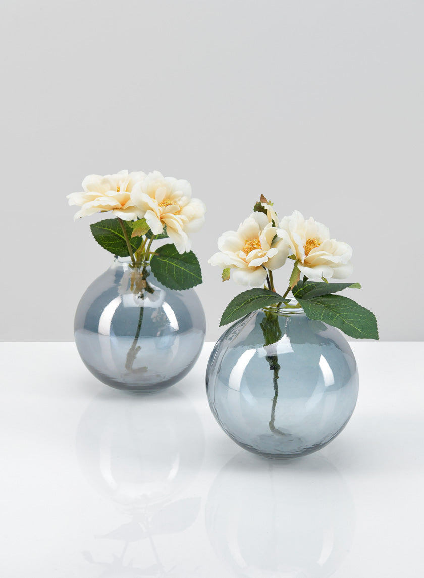 4.25in Wide Marbella Smoke Luster Glass Bud Vase Decor Jamali-garden