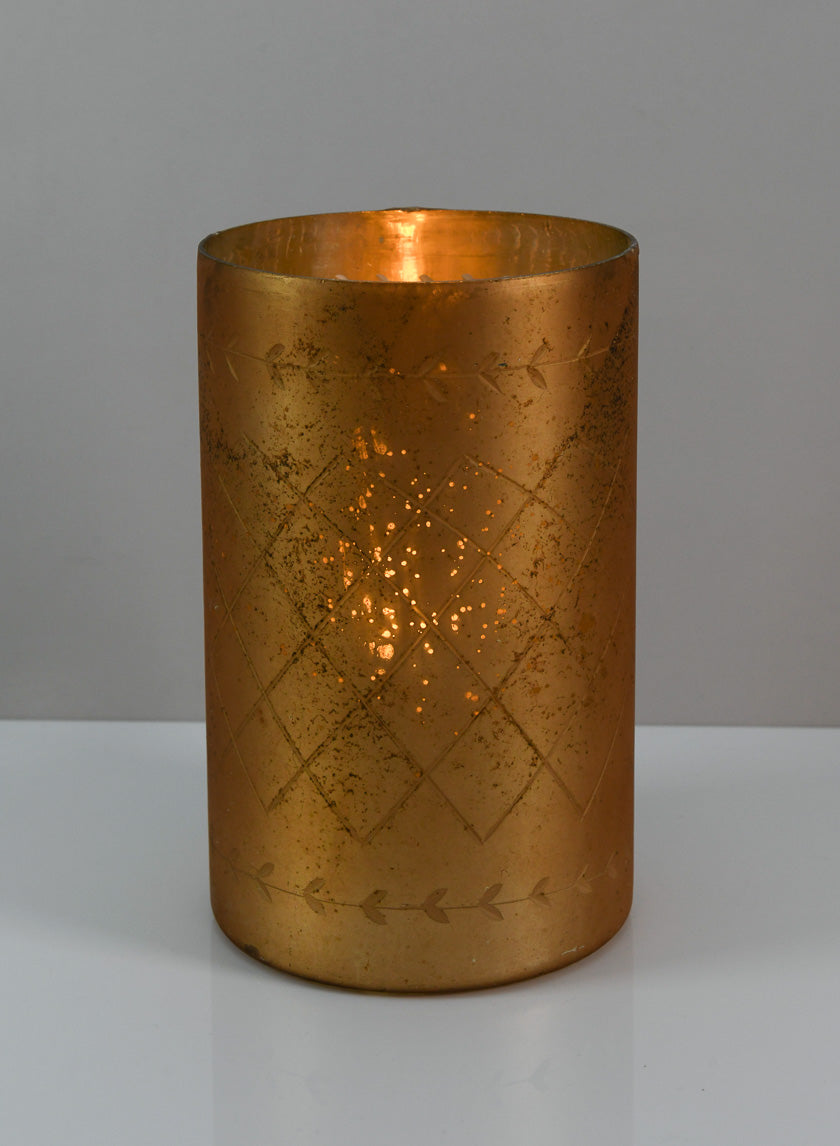 8in Tall Valencia Aged Gold Mercury Glass Holder Decor Jamali-garden