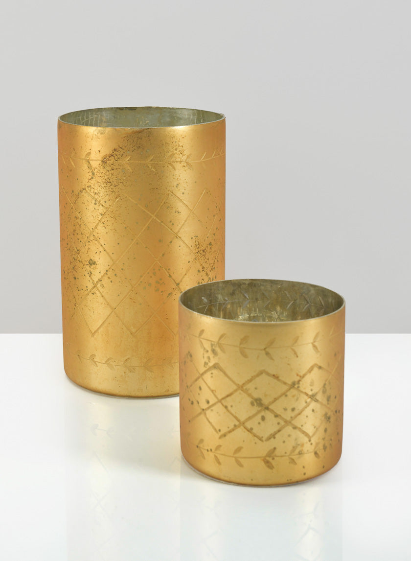 4.25in Tall Valencia Aged Gold Mercury Glass Holder Decor Jamali-garden