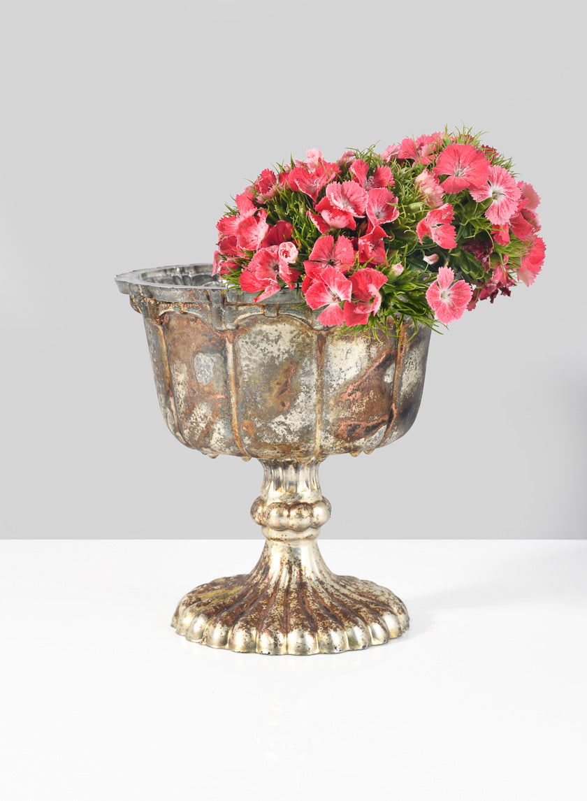 5in Tall Marie Antoinette Vintage Glass Flower Compote Decor Jamali-garden
