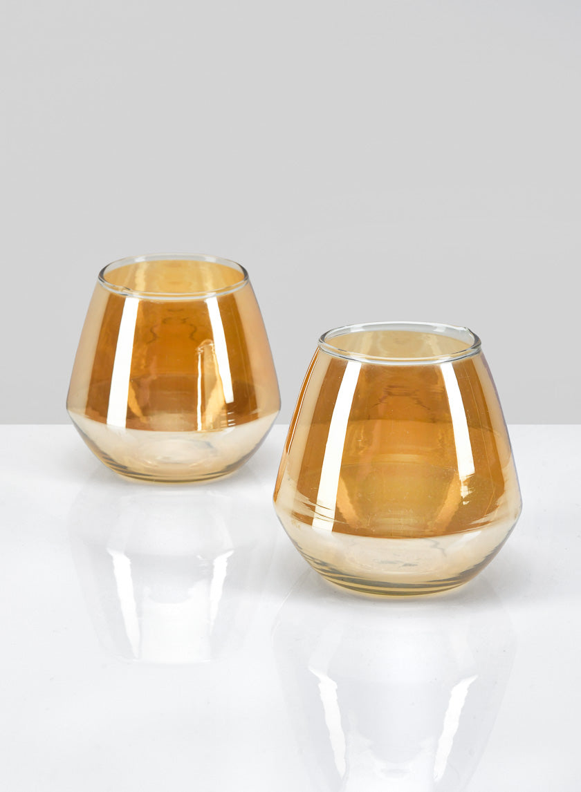 3.75in Tall Almaria Amber Luster Glass Holder Decor Jamali-garden