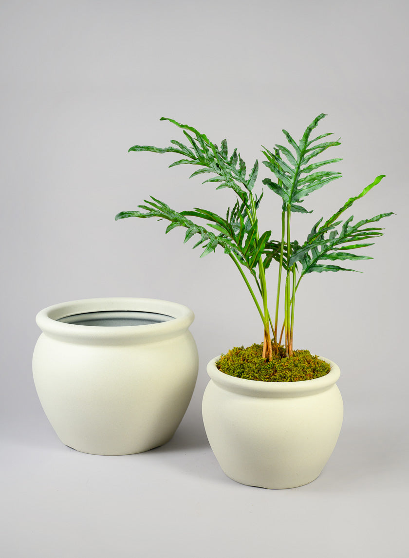 Rosetta White Real Look Light Weight PVC Bowl Planter Decor Jamali-garden