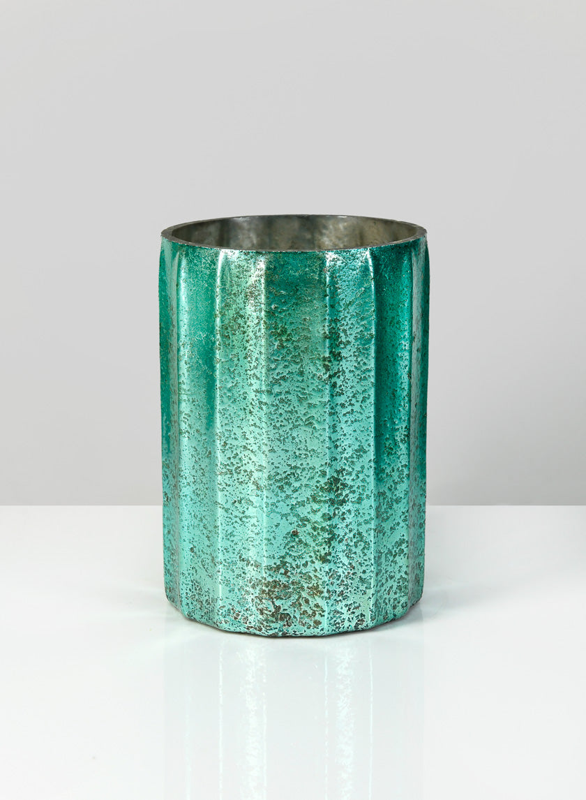 6in Tall Norvege Antique Teal Vase Decor Jamali-garden