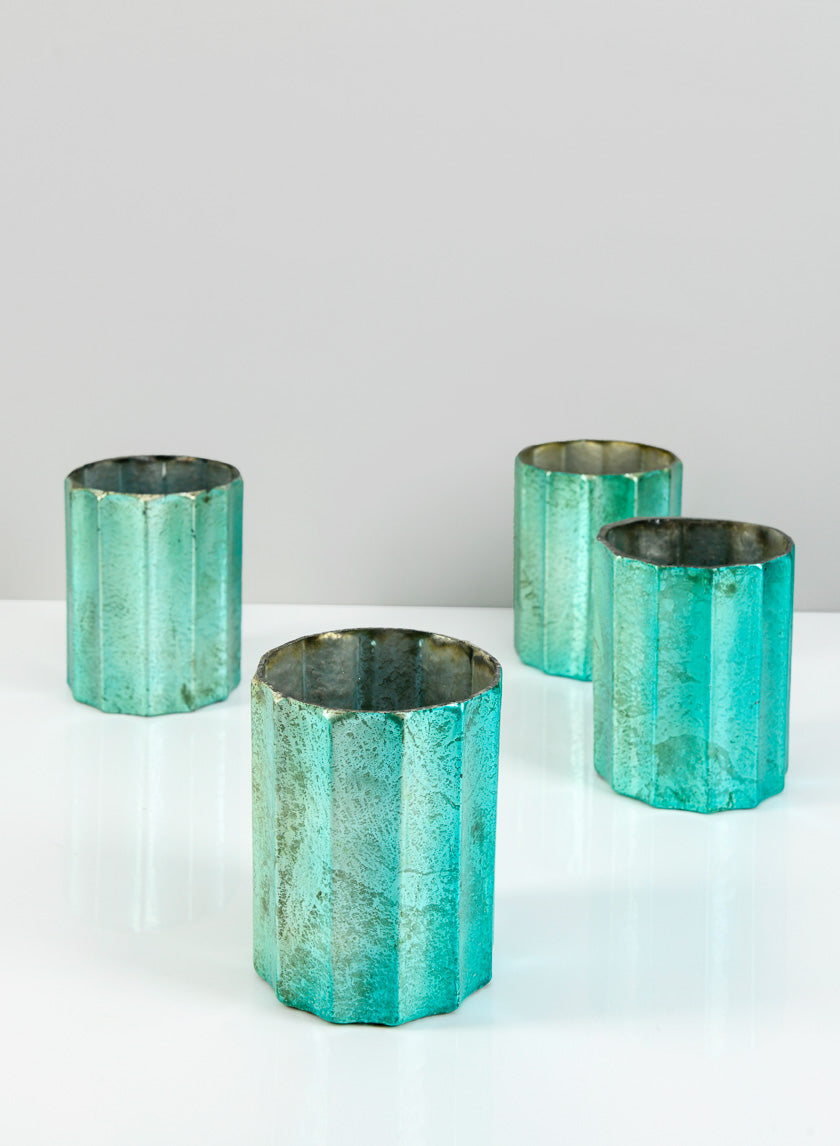 4in Tall Norvege Antique Teal Vase Decor Jamali-garden