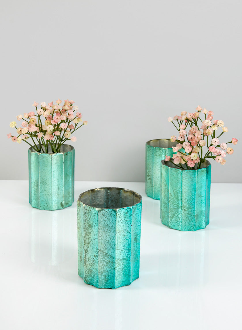 4in Tall Norvege Antique Teal Vase Decor Jamali-garden