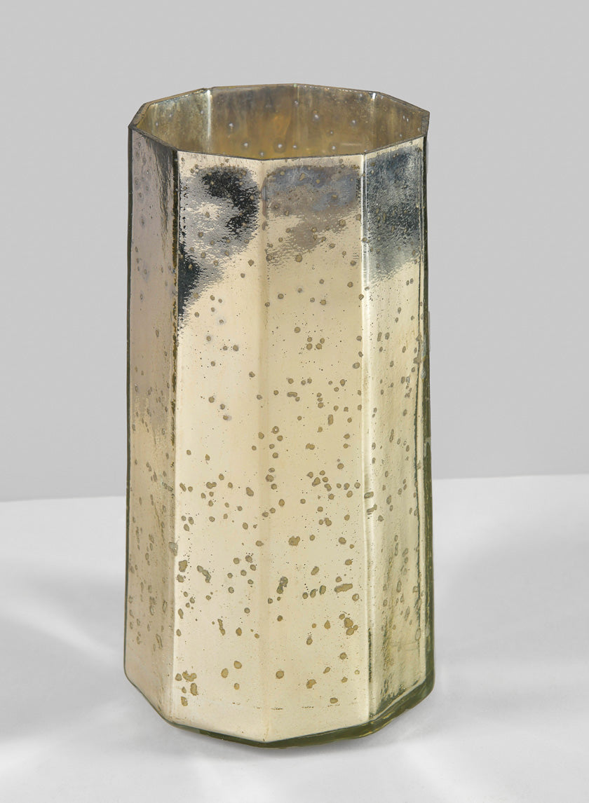 8in Tall Behram Old Silver Mercury Glass Vase Decor Jamali-garden