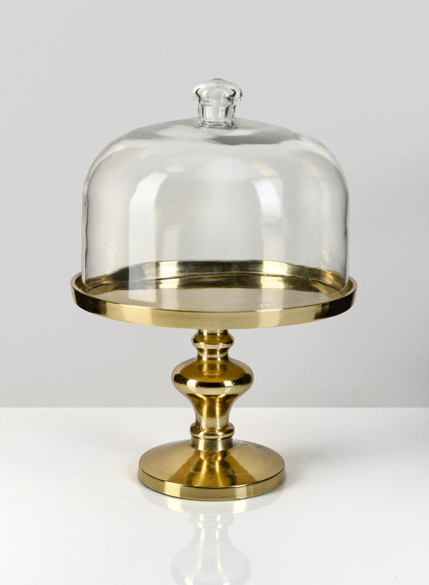11in Tall Glass Dome With Gold Stand Decor Jamali-garden