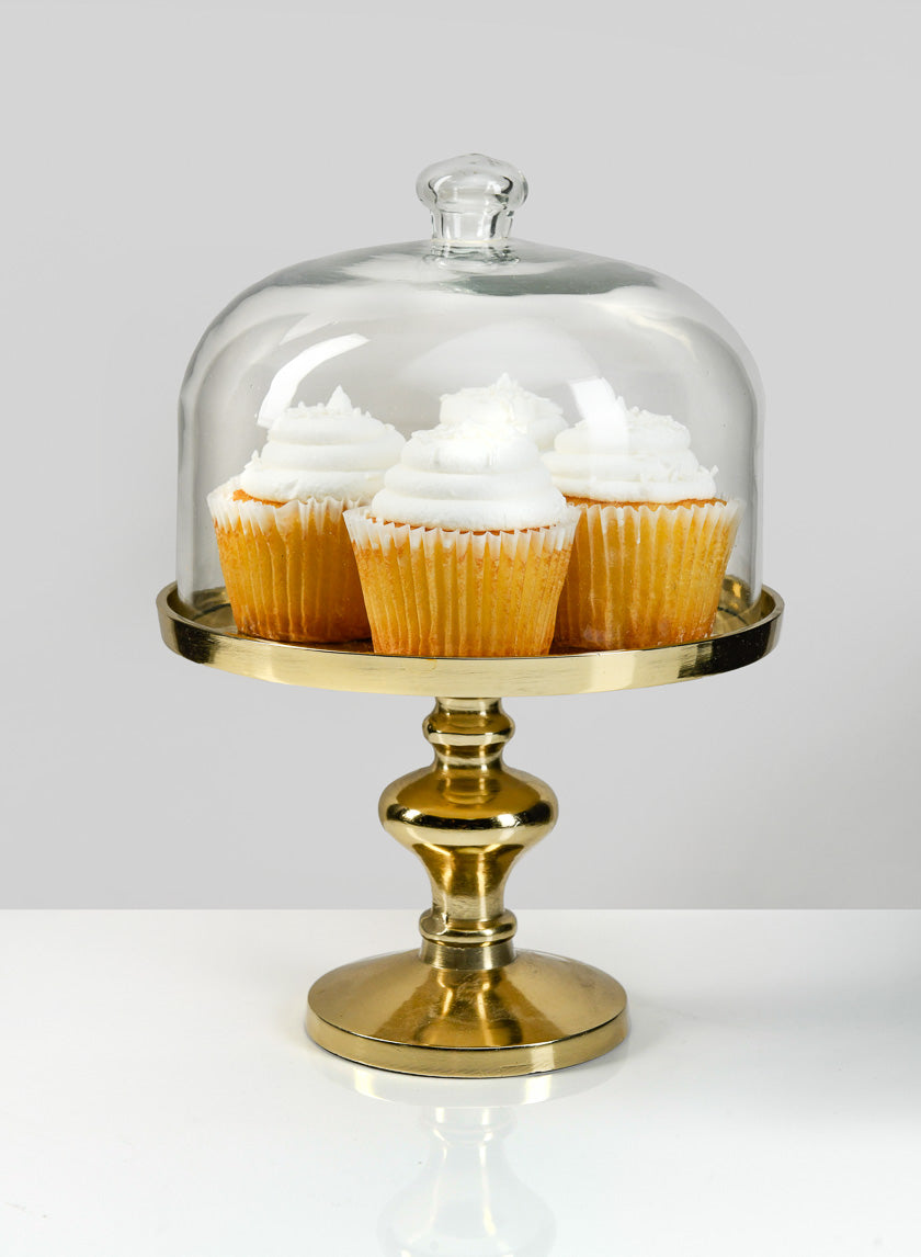 11in Tall Glass Dome With Gold Stand Decor Jamali-garden