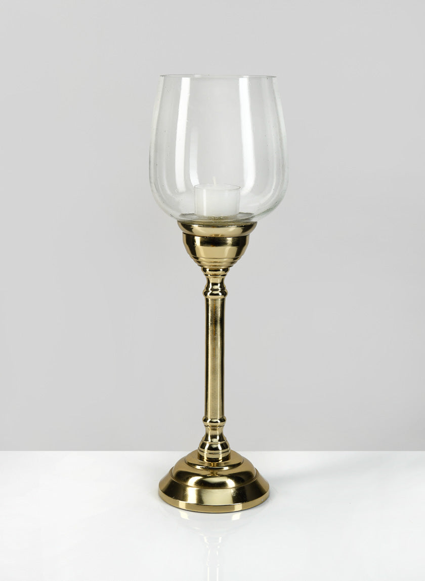 15in Tall Petra Gold Candlestick with Glass Decor Jamali-garden