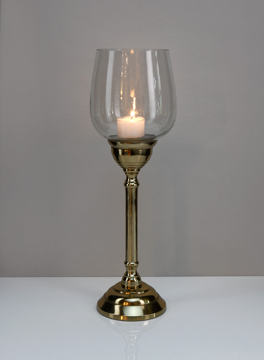 15in Tall Petra Gold Candlestick with Glass Decor Jamali-garden