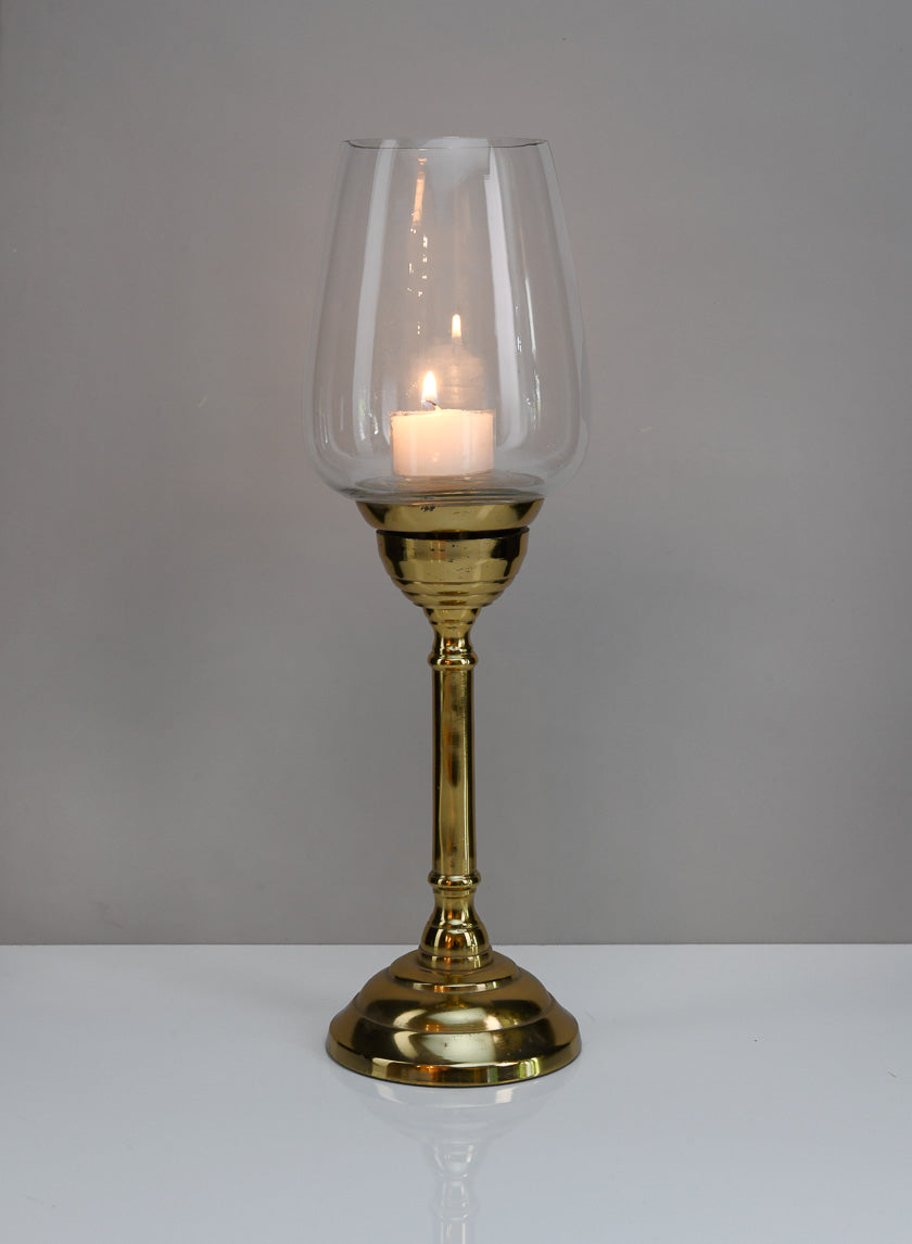 12in Tall Petra Gold Candlestick with Glass Decor Jamali-garden