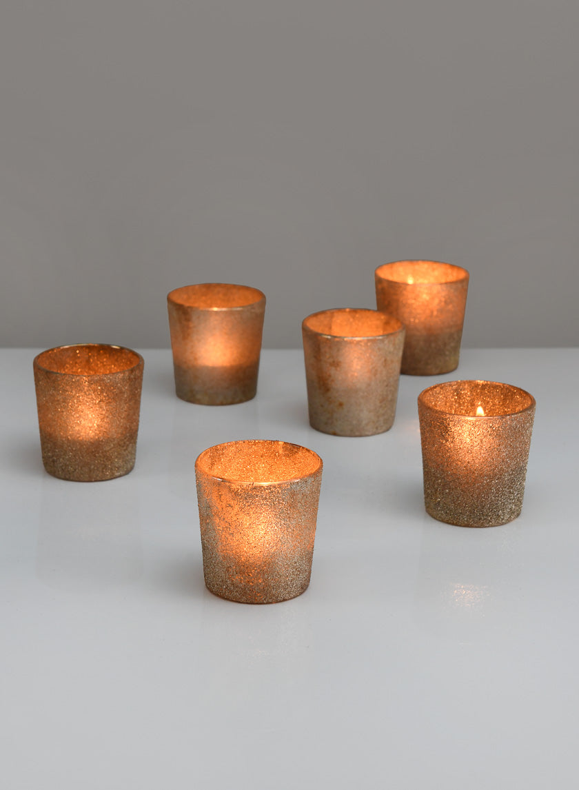 2.5in Tall Harem Gilded Glass Votive Holder Decor Jamali-garden