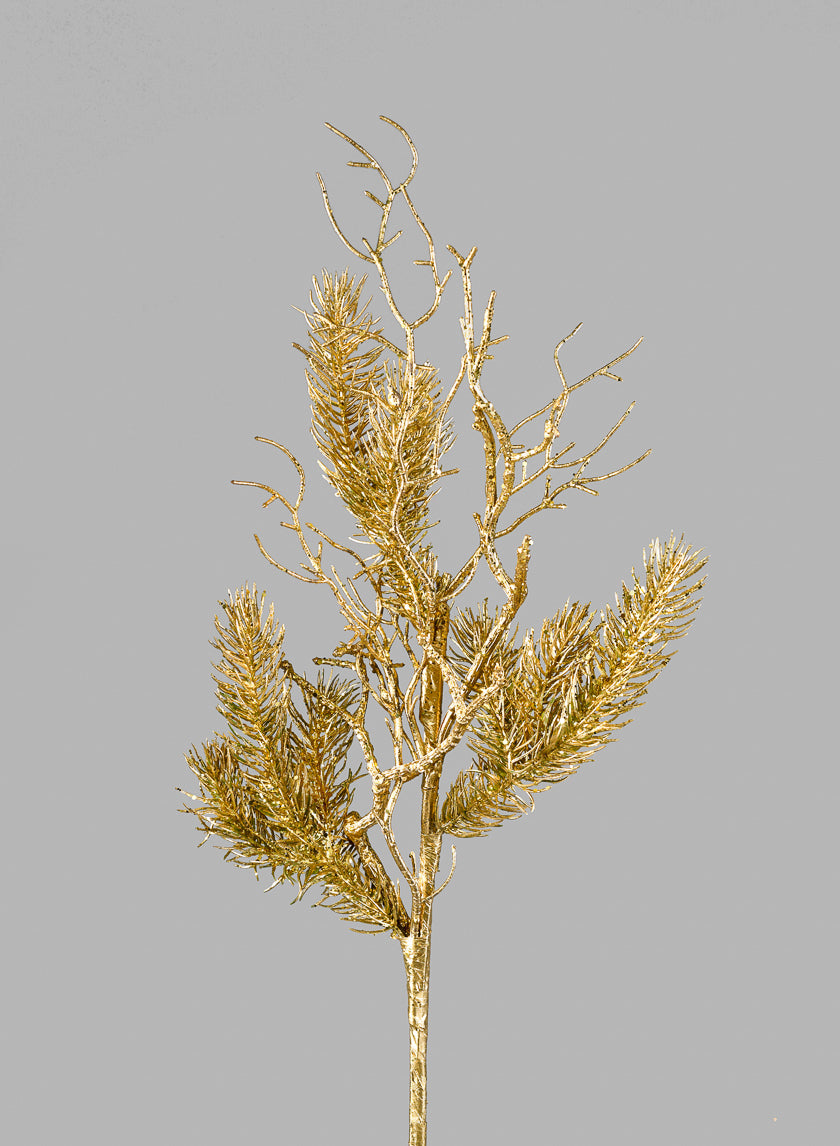 27in Long Gold Pine &amp; Twig Spray Decor Jamali-garden