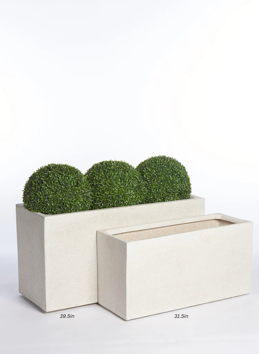31.5in Long White Poly-Terrazzo Rectangular Planters Decor Jamali-garden