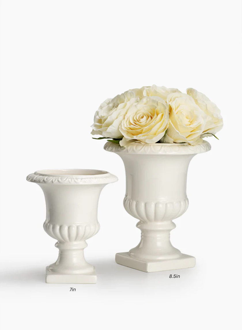 White Ceramic Urns Decor Jamali-garden
