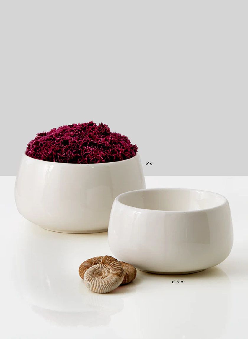 Low White Ceramic Bowls Decor Jamali-garden