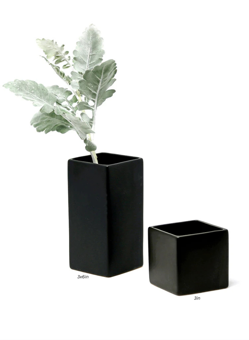 Square Matte Black Ceramic Decor Jamali-garden