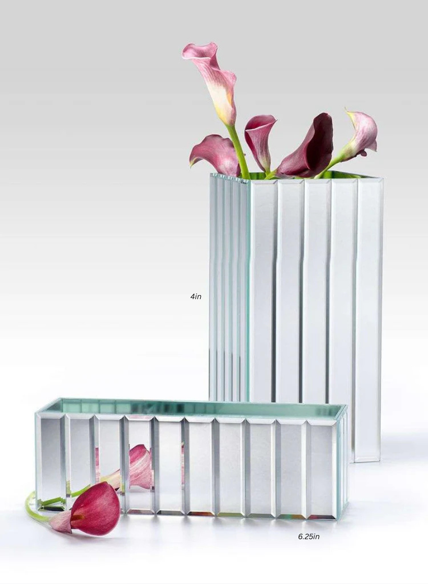 Mirror Strips Rectangle &amp; Square Glass Vase Decor Jamali-garden