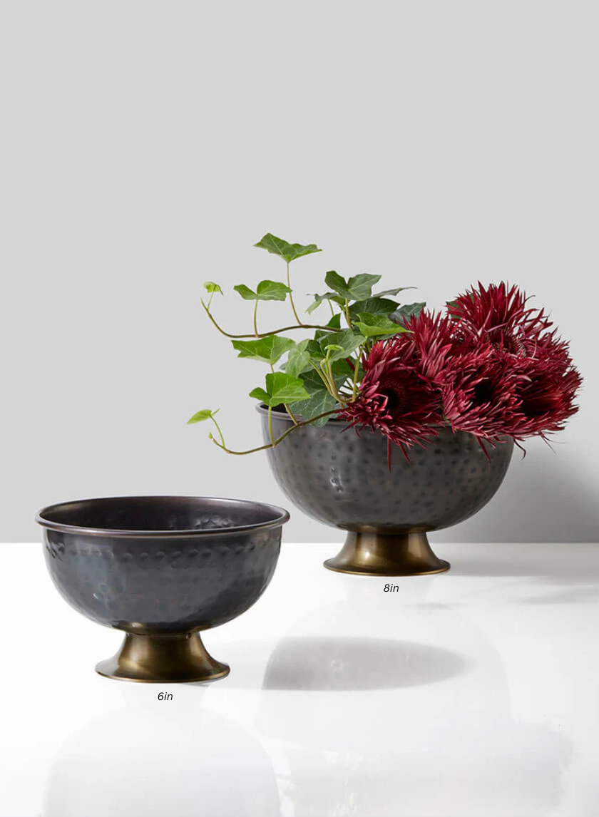 Footed Hammered Copper Bowls Decor Jamali-garden