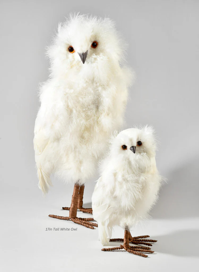 17in Tall White Owl Decor Jamali-garden