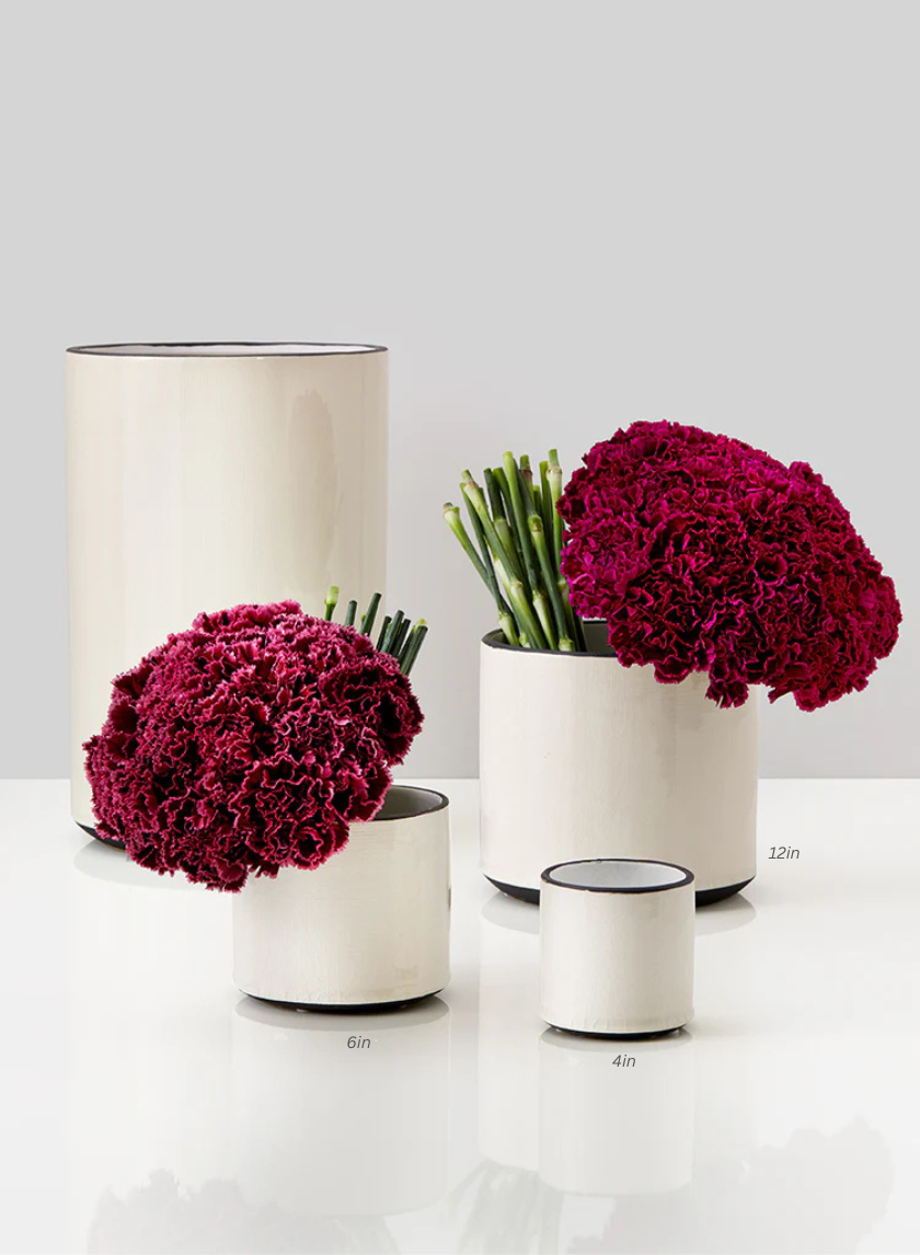 White Linen Ceramic Vases Decor Jamali-garden