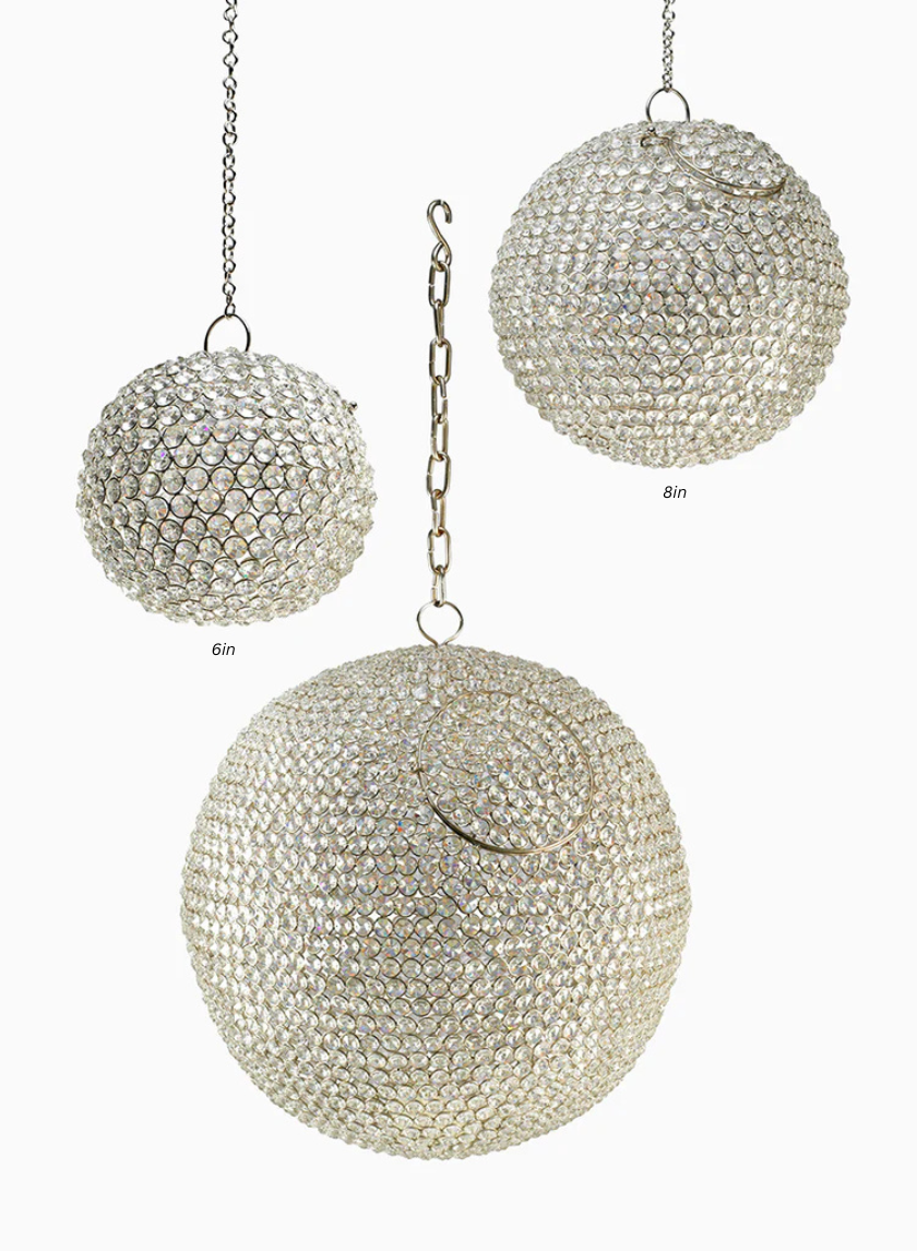 Hanging Nickel &amp; Crystal Balls Decor Jamali-garden