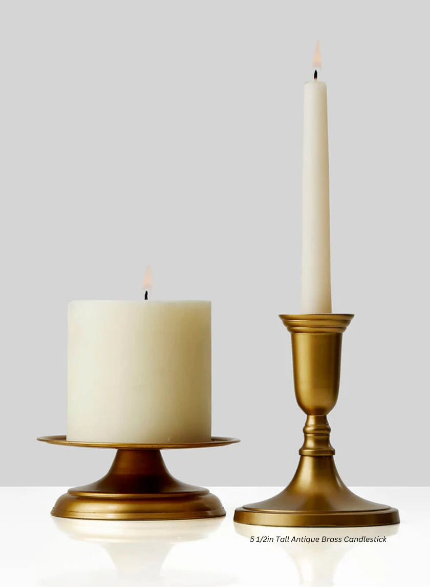 5 1/2in Tall Antique Brass Candlestick Decor Jamali-garden