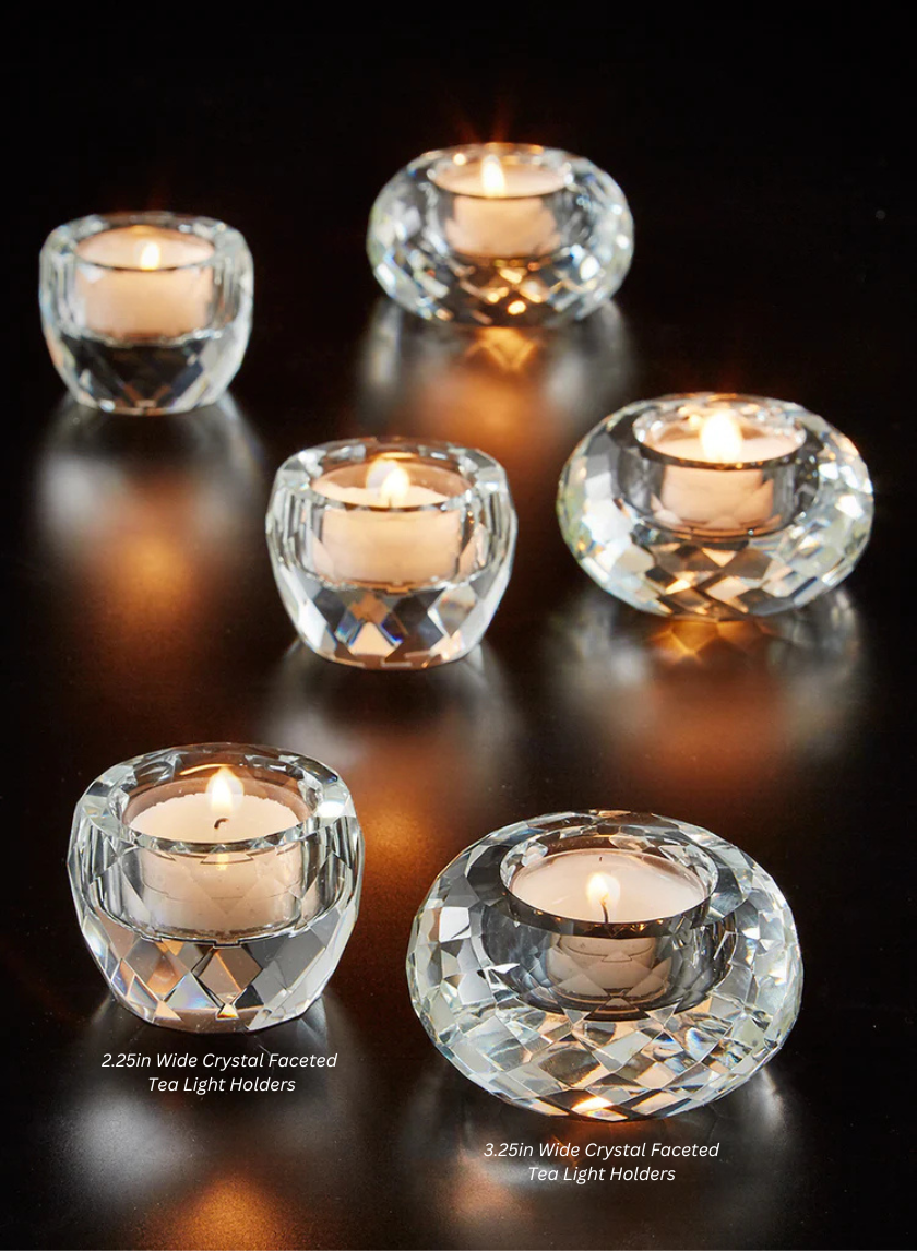Crystal Faceted Tea Light Holders Decor Jamali-garden