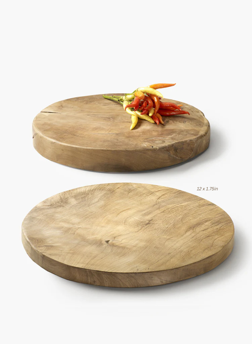 Round Teak Wood Boards Decor Jamali-garden 12 x 1.75in EACH