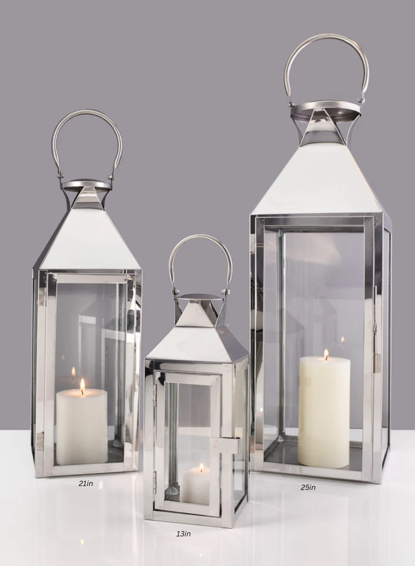 Silver Soho Stainless Steel Lanterns Decor Jamali-garden